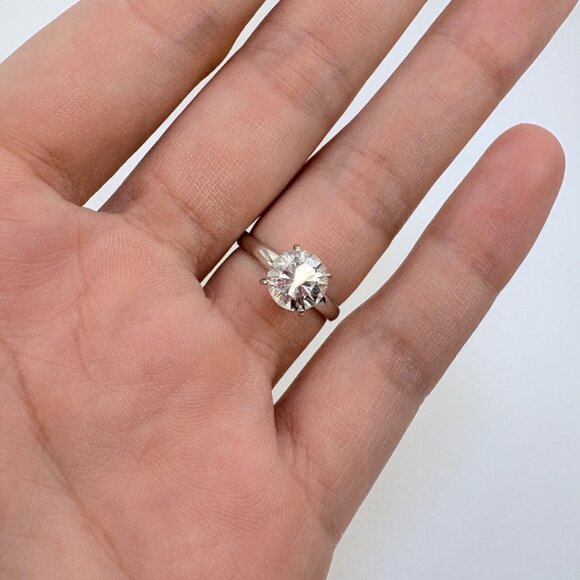 VTG Sterling Silver 925 Cubic Zirconia Brilliant Cut Prong Set Ring Size 6.75 - Picture 5 of 9
